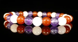 Rose Quartz Amethyst and Carnelian Bracelet, 6mm - Picture 1 of 2