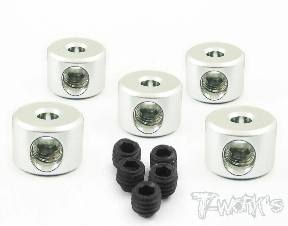 T-Works Collarini 2mm in Alluminio Argento per 1:8 Buggy Truggy (5) - TA-020S - Immagine 1 di 1