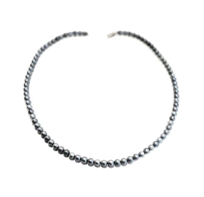 Nuevo Collar Oro Blanco 10K 3mm Perlas Grises 16" Foto 1 de 3