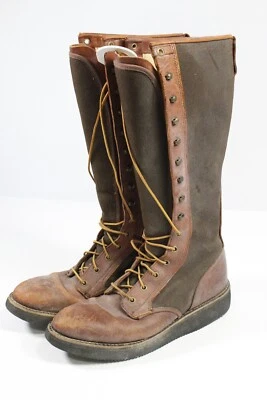 Wood 'N Stream Duck Hunting Knee High Boots Men's Sz 9.5 Canvas Leather Goodyear - Image 1 of 4