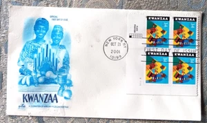 KWANZAA BLACK HERITAGE CHRISTMAS CELEBRATION ARTCRAFT PLATE#BLOCK FDC 2001 UNAD - Picture 1 of 1