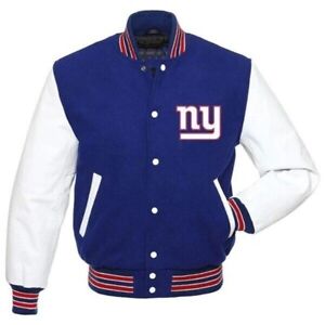 NFL New York Giants Blue and White Letterman Varsity Jacket