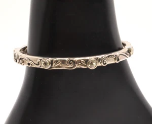 Sterling Silver 925 Cubic Zirconia Art Nouveau Bangle Bracelet - Picture 1 of 5