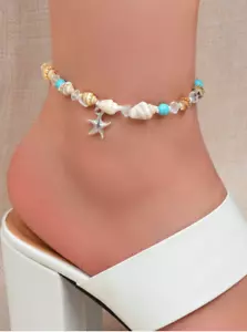 Starfish Sea Shell Beaded Ankle Bracelet Men or Woman ๐ New w/ Tags ๐ฅ Gift Bag - Picture 1 of 3