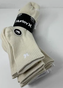 Hurley Men's 8-Pack Hi Quarter Crew Socks 4 White 4 Beige/Off White - Picture 1 of 3