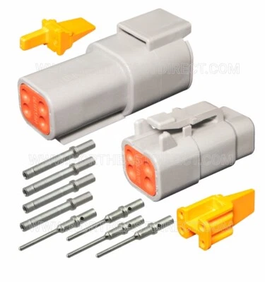 4 PIN DEUTSCH DTM DTM04-4P DTM06-4S WATERPROOF CONNECTOR KIT - SOLID CONTACTS