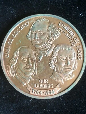 1994 EARLY AMERICAN COPPER  E.A.C. CVM  TOKENS-SET OF 3 (SILVER,  COPPER, BRASS) - Image 1 of 4