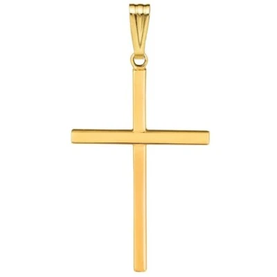 Real Genuine Solid 1/20 14K Yellow Gold Cross 1 1/2 Inch Catholic Religious - Image 1 of 4