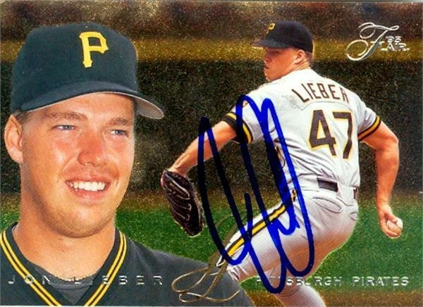 Jon Lieber autographed baseball card Pittsburgh Pirates SC 1995 Fleer Flair #402 - Image 1 of 1