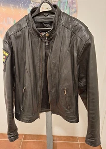1990s Mega Force Leather Biker Protection Jacket - Desert Storm US Marines Patch - Picture 1 of 13