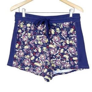 Anthropologie Daily Practice Navy Floral Print Sweat Shorts Cotton Lounge - Picture 1 of 10