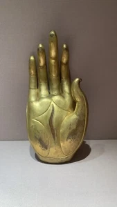old Chinese Tibetan Buddhism Gilt Copper Carved Buddha Hand Figure - Picture 1 of 19