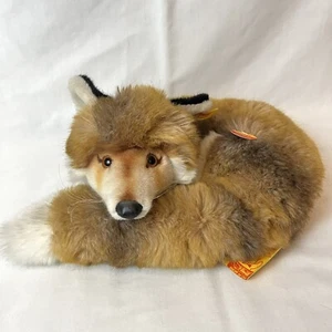 Vintage Steiff Ringel Fuzzy Fox Plüschtier Stofftier - zusammengerollt liegend - mit Etikett - Bild 1 von 13