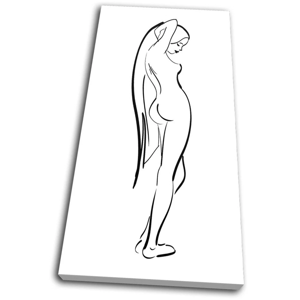 Erotic Sexy Girl   Line Art SINGLE CANVAS WALL ART Picture Print VA - Image 1 of 1