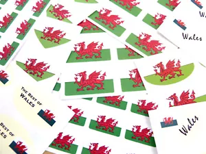 Welsh Dragon, Flag Stickers, Wales Labels - Various Shapes & Sizes - Picture 1 of 8
