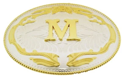 Initial Letter M Belt Buckle Western Rodeo Cowboy hebilla de cinturón inicial - Image 1 of 2