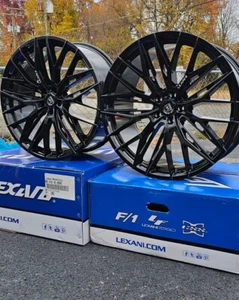 22" Inch BLACK Lexani Aries STAGGERED 5x112 Audi Benz BMW Wheels Rims - Picture 1 of 6