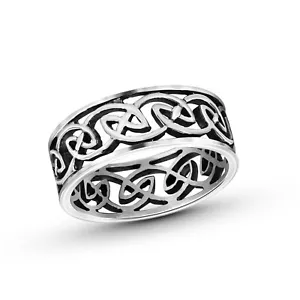 Eternity Wave Celtic Knots Wedding Band 7mm Sterling Silver Ring-7 - Picture 1 of 5