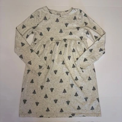 Carter's Girls 14/14A Long Sleeve Christmas Tree Dress Holiday Ditzy Print - Image 1 of 4