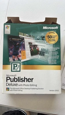 Microsoft Publisher Deluxe with Photo Editing 2002 PC Software Windows XP - Image 1 of 3