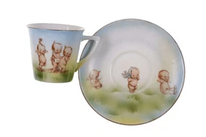 um 1910 Royal Rudolstadt Rose O'Neil Kewpie Tasse und Untertasse - Bild 1 von 6