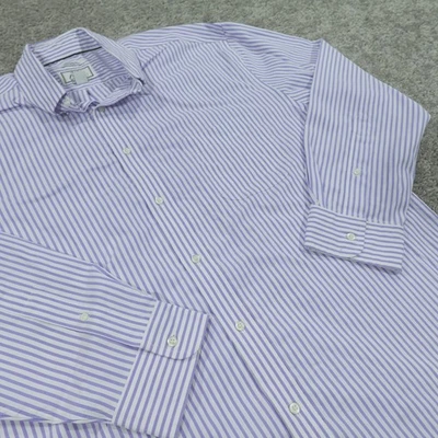 Camisa de vestir Jos A Bank para hombre 17,5 34 ajuste a medida botón a rayas sin planchar Foto 1 de 4