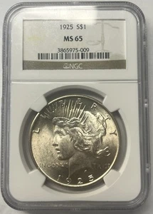 1925 Peace Dollar NGC MS65 White High Grade - Bild 1 von 4