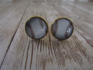 Baseball Cufflinks Sports Gold Cuff Links Wedding CL68 - Picture 1 of 2