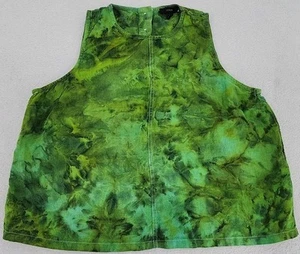 J Crew 100% Linen Women's Large Sleeveless Blouse Procion Ice Tie Dyed Upcycled - Picture 1 of 19