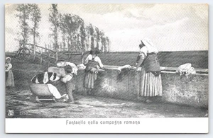 Vintage Postcard Roman Countryside Women Washing Fontanile Campagna - Picture 1 of 2
