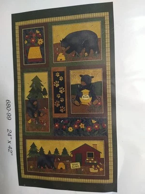 BEAR PAWS - PANEL 100% Cotton Quilting Fabric 42" x 24" PRECUT Benartex - Image 1 of 3