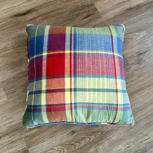 "Funda de almohada a cuadros Ralph Lauren Spinnaker Beach House Madras inserción de plumas 16""" - Imagen 1 de 7