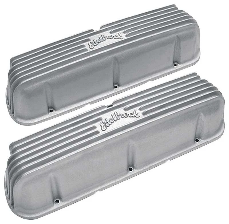 Cubiertas de válvula Edelbrock Classic Series 3-3/4" con acabado satinado Foto 1 de 1