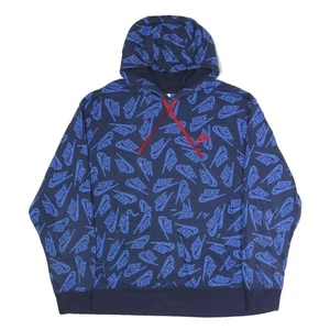 NIKE Herren Blau Hoodie 2XL Baumwolle Pullover Logo Print Freizeit Sportbekleidung - Bild 1 von 6