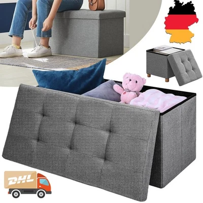 Faltbarer Sitzhocker Mit Stauraum Sitzbank Aufbewahrungsbox Sitzwürfel 2 Größen - Bild 1 von 4