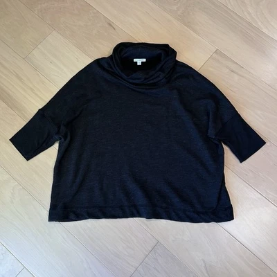 Suéter Estándar James Perse Negro Cuello Capucha Manga Raglán Para Mujer’s 4 Foto 1 de 4