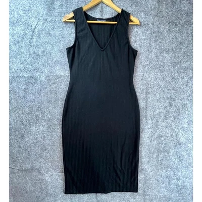 Modcloth Dress M Black Stretch Pullon Casual Layer Minimalist Basic LBD Classic - Image 1 of 4