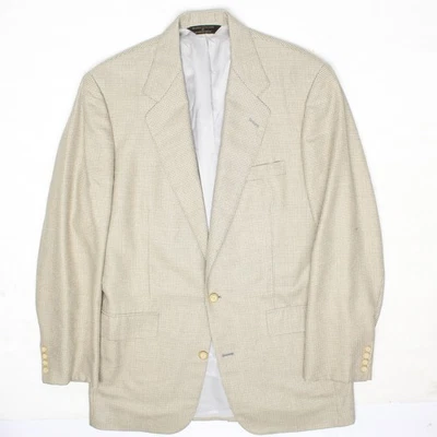 Abrigo deportivo Southwick para hombre 40R beige gris mini cuadros seda lana chaqueta EE. UU.  Foto 1 de 4