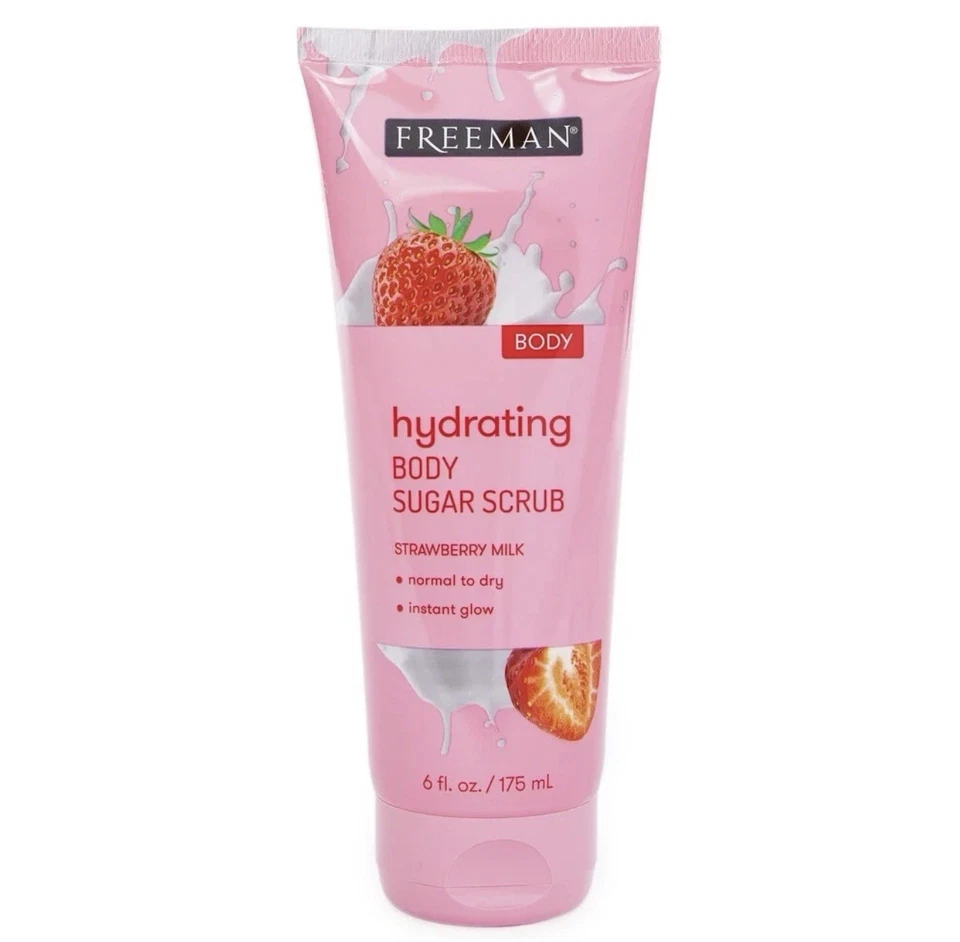 Freeman Hydrating Strawberry Milk Body Sugar Scrub 6 oz Instant Glow - Image 1 of 1