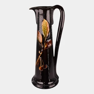 J.W. McCoy Olympia 1900s Art Pottery Standard Glaze Cherries Tall Ewer - Picture 1 of 6