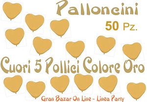 PALLONCINI A FORMA DI CUORE ORO 50 Pezzi 6 Pollici Party Festa Sposi Nozze - Foto 1 di 1