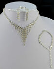 Silver Tone Drop Bridal/party Diamante 4 Piece Necklace Set