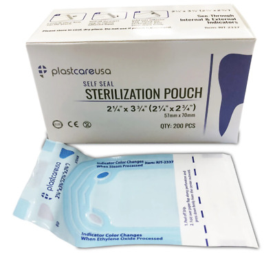 Self Seal Sterilization Pouches - Autoclave Sterilizer Bags 2.25 X 3.75  Tattoo • 7.50$