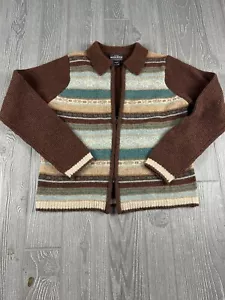 Woolrich Womens Brown Zip Up Cardigan Size Small Collard - Picture 1 of 9