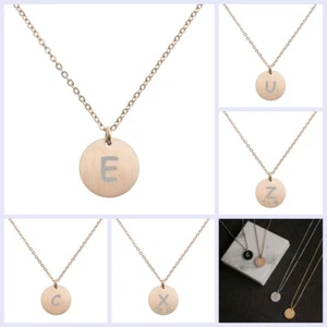 Collar de cadena colgante de disco con letras iniciales de metal de oro rosa grabado de 18,5 pulgadas-2,5 pulgadas - Imagen 1 de 40