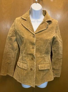 Blazer de cuero bronceado Wet Seal para mujer talla pequeña sin cinturón - Imagen 1 de 6
