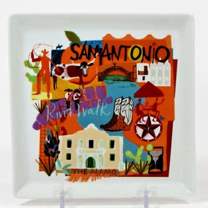 Crate & Barrel ROAD TRIP - SAN ANTONIO 5.75" Square Plate US City 547-223 - Picture 1 of 8