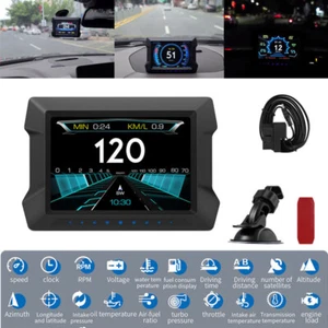 Car Head Up Display OBD2+GPS Speedometer HUD Temp Warning Fuel Consumption #t$6 - Bild 1 von 10