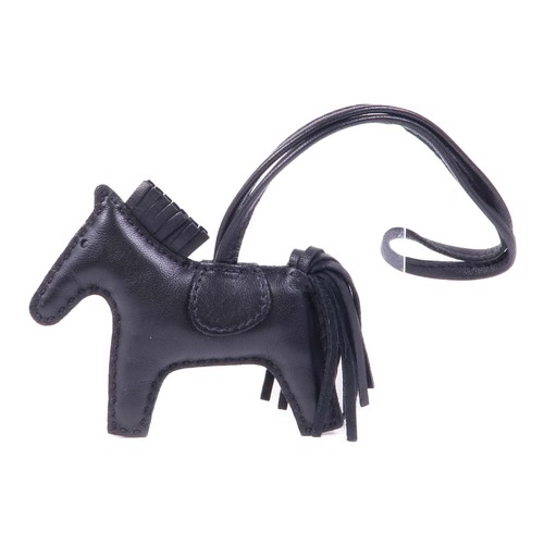 HERMÈS HERMES Rodeo PM Charm Milo Pelle Noir Nero