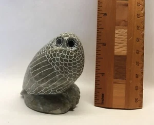 Vintage Signed E. Oktollin Stone Carved Owl 2-3/8” Point Hope Alaska - Picture 1 of 8
